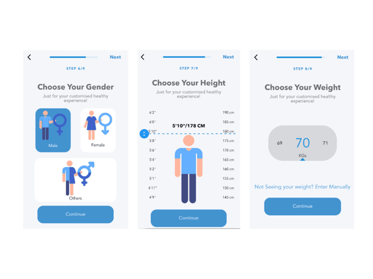 hCare intuitive Signup flow changes