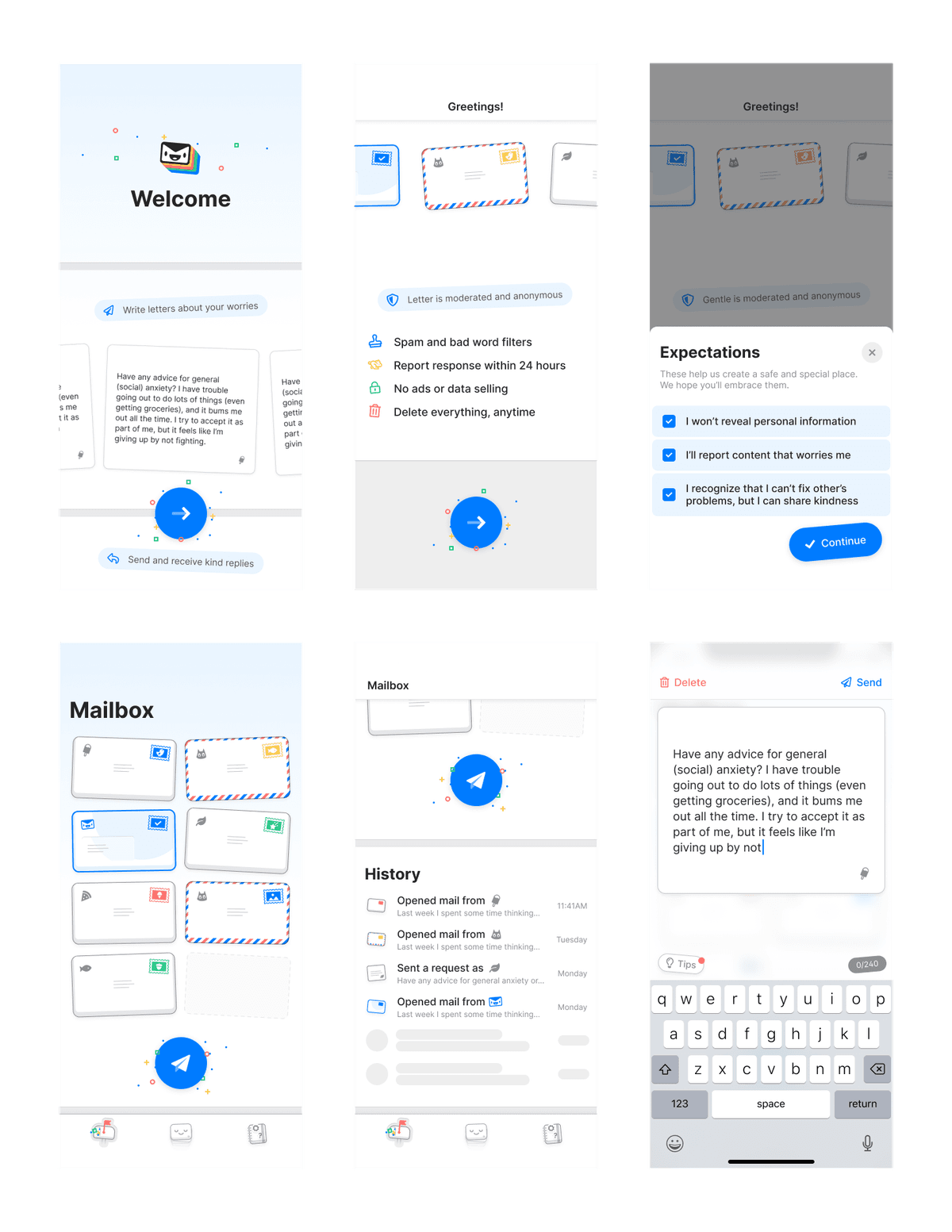 Figma Prototype Screens of Letter App