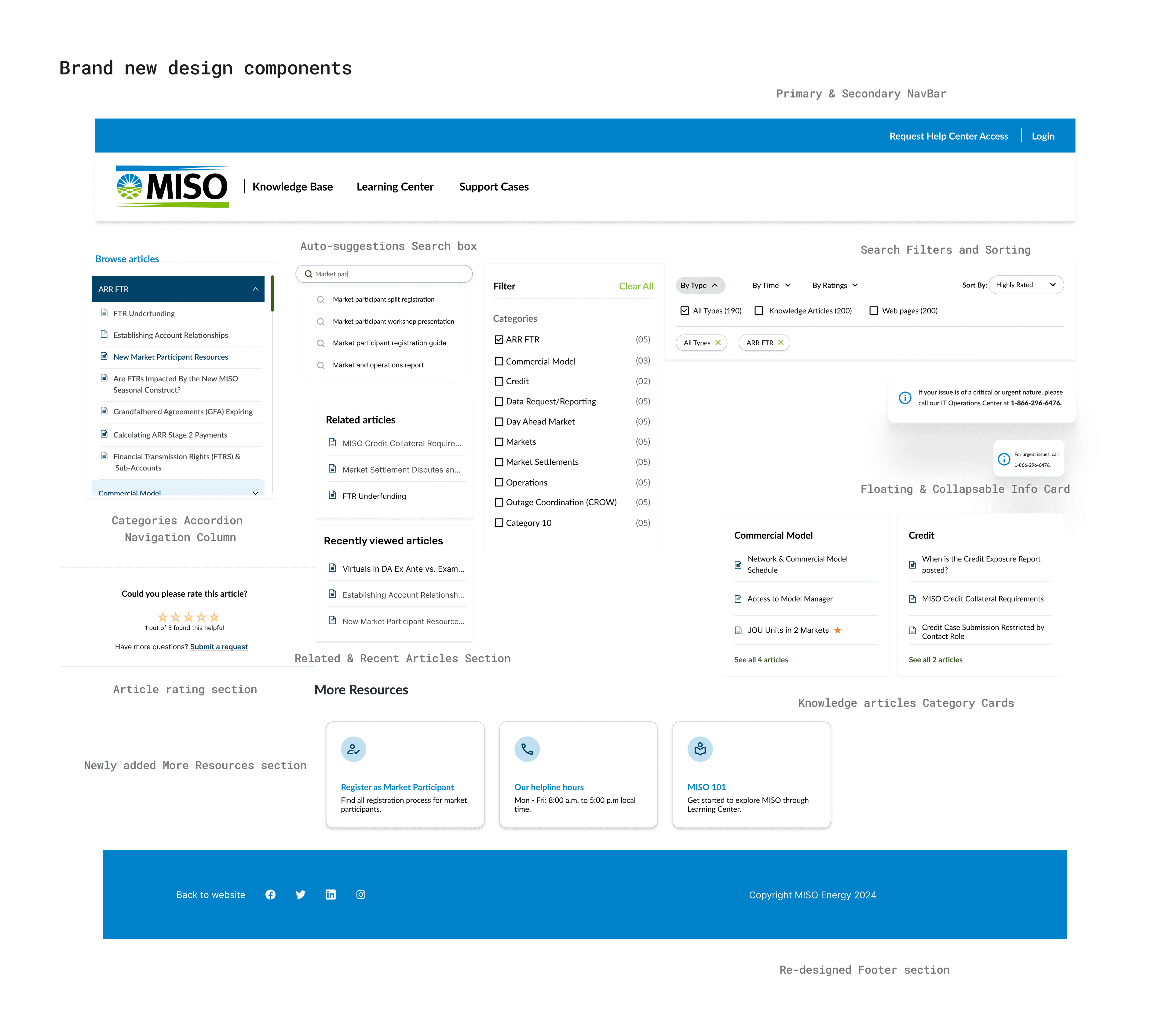 Modern design components of Help Center