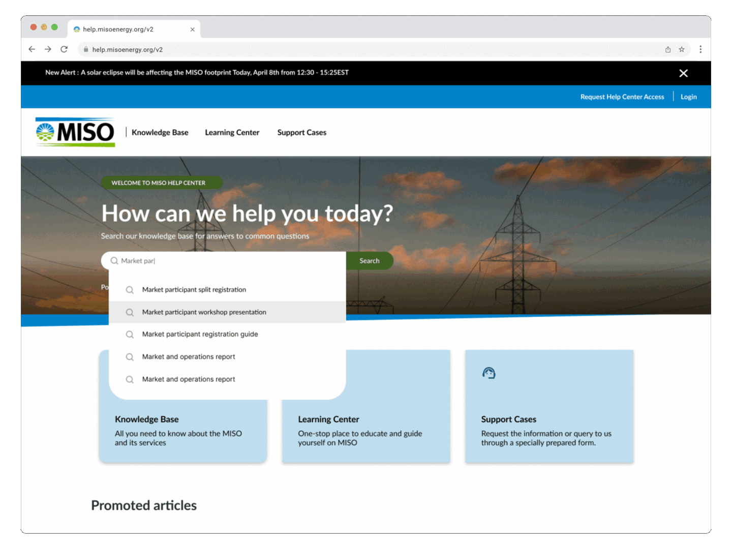 Final Design flow of the revamped MISO Help Center